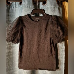 Express Black Puffy Sleeve Top